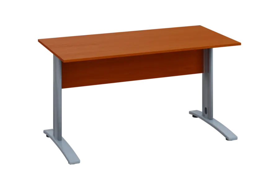 EPK 17 - 14  stůl kancelářský, kovová podnož stříbrná, deska 18 mm, široký 1400 mm, třešeň šumavská